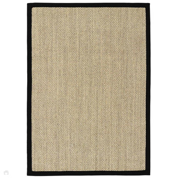 Sisal Border Plain Hand-Woven Textured Natural Fibre Flatweave Light Beige with Black Border Rug-Origins-Rug Love - The Most Loved Rug Store